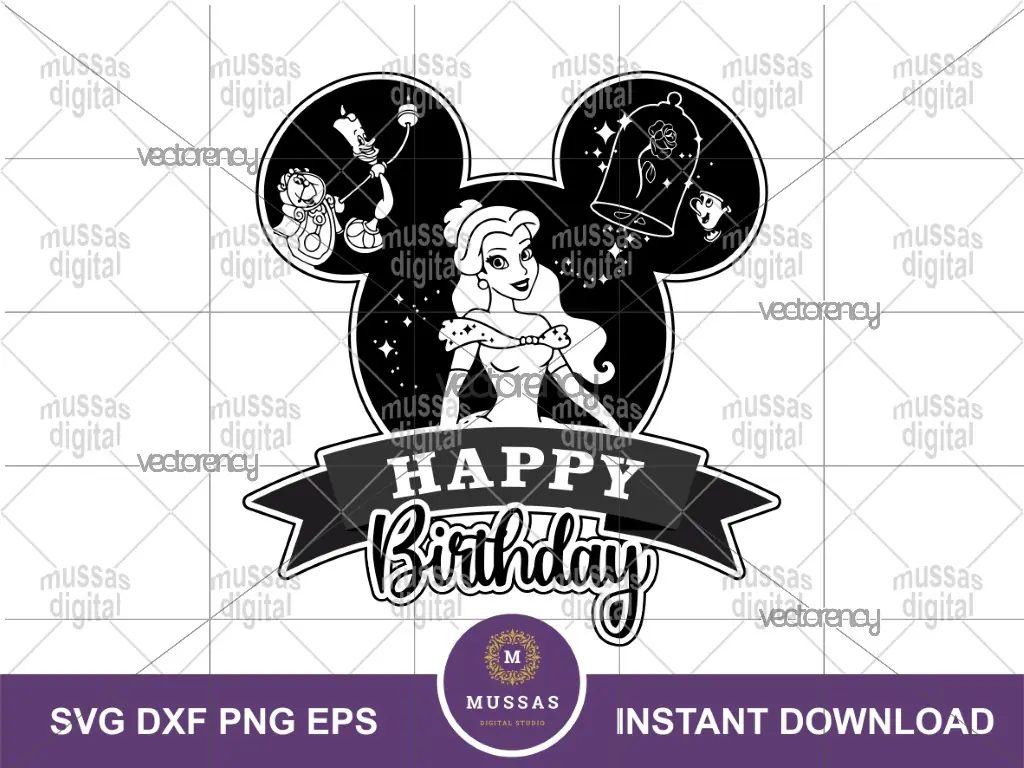 Birthday Belle SVG Princess Ears The Beauty and The Beast Disneyland