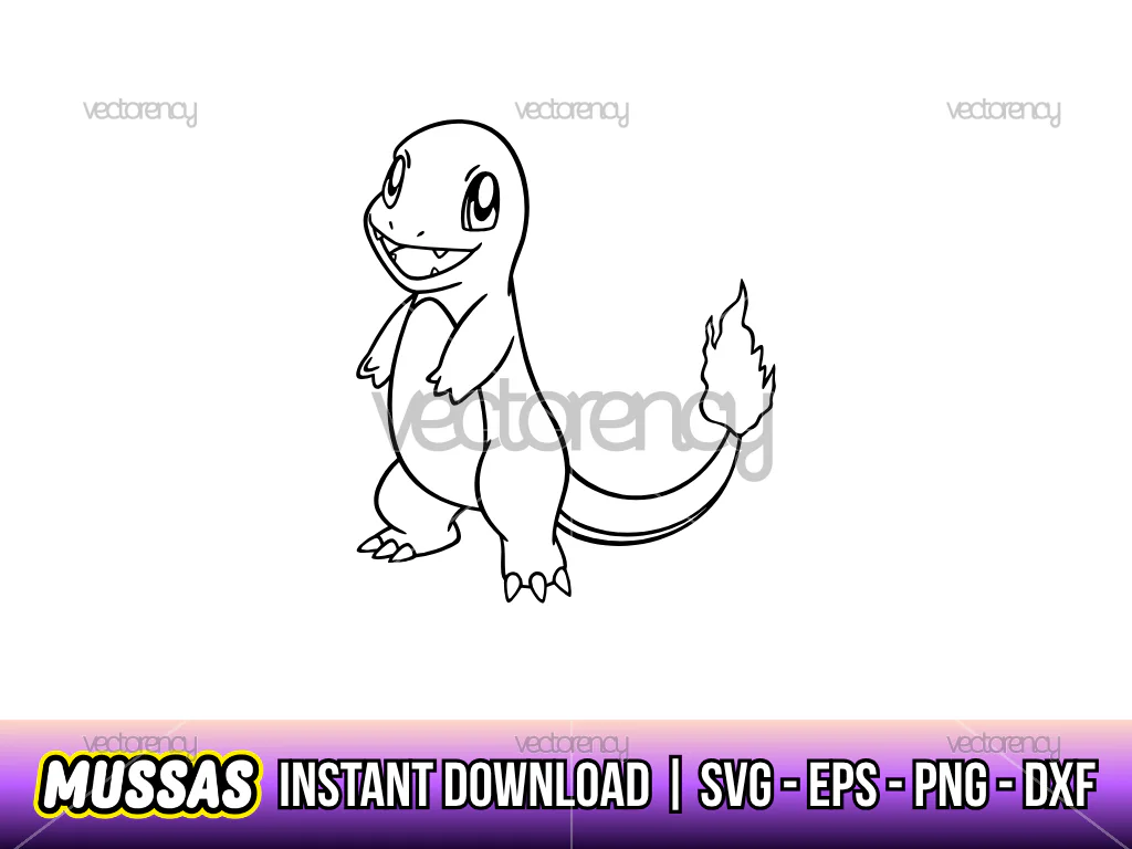 Charmander Outline PNG EPS DXF SVG