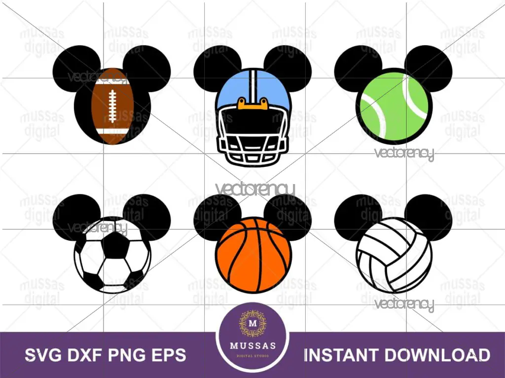 Mickey Sport SVG Cut Files, Mickey Football, Basketball, Volleyball