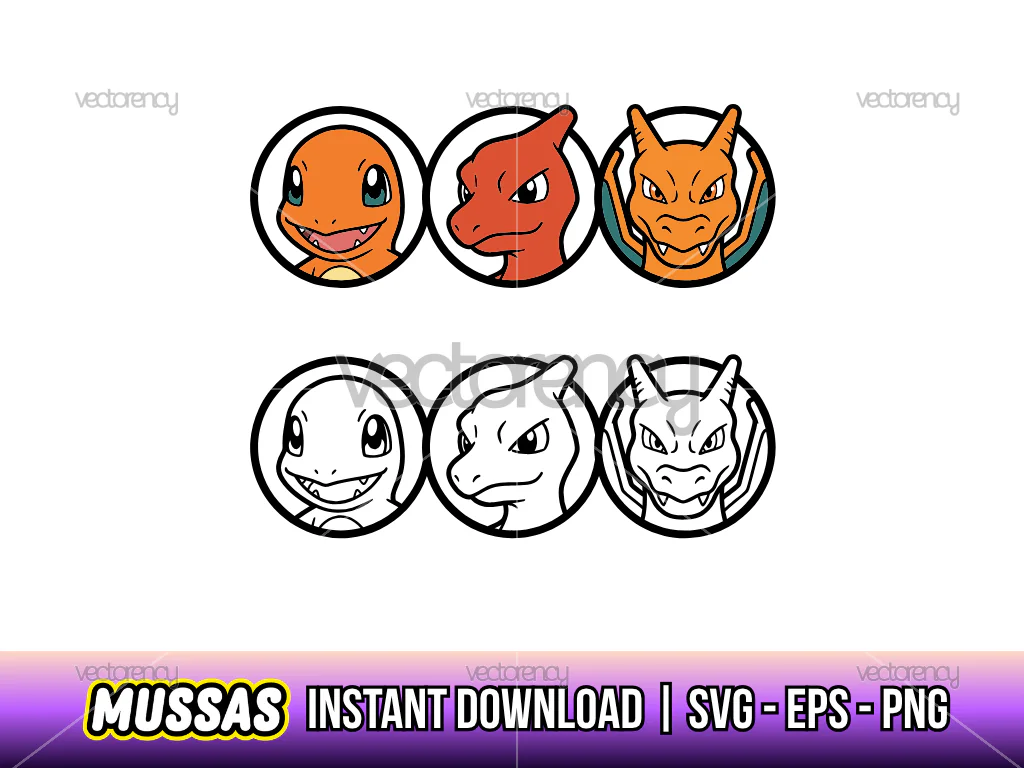 Charmander, Charmeleon and Charizard Vector PNG Shirt Design