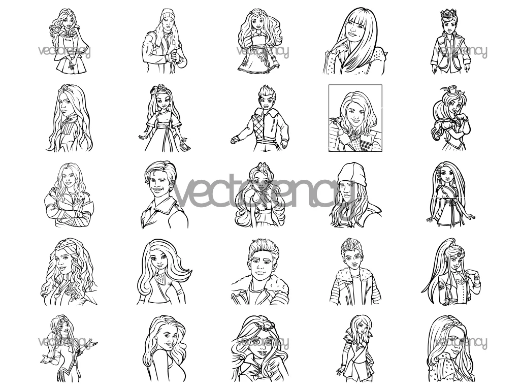 Descendants Character Outline Clipart SVG PNG
