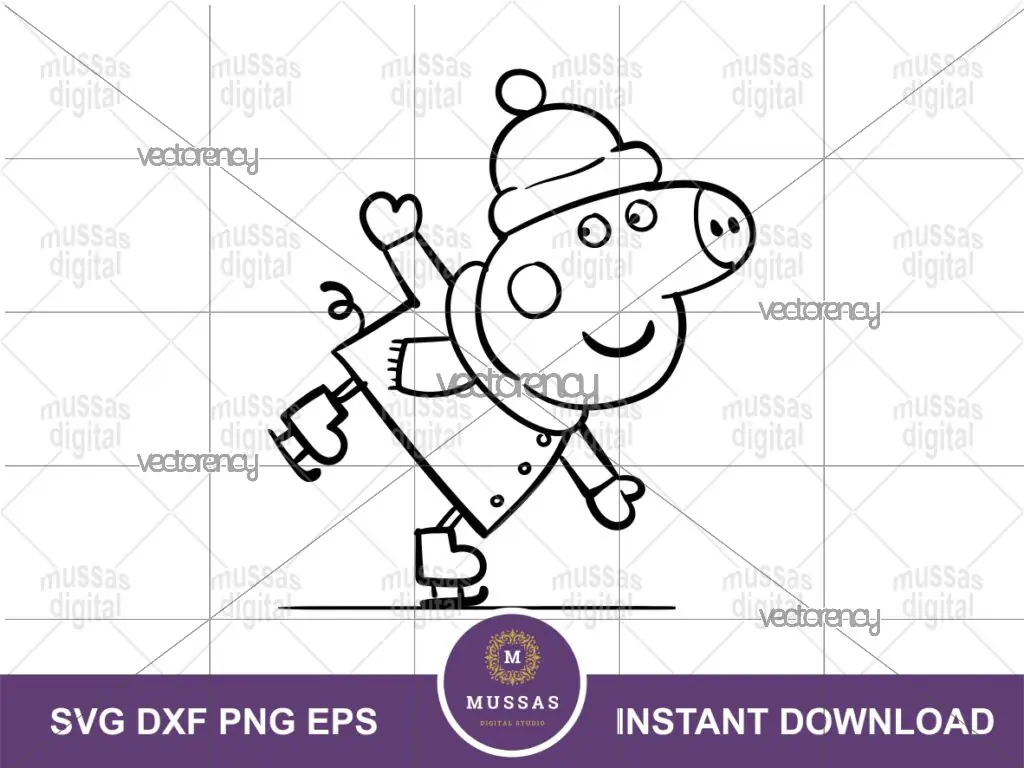 Ice Skating Pig SVG Peppa Pig