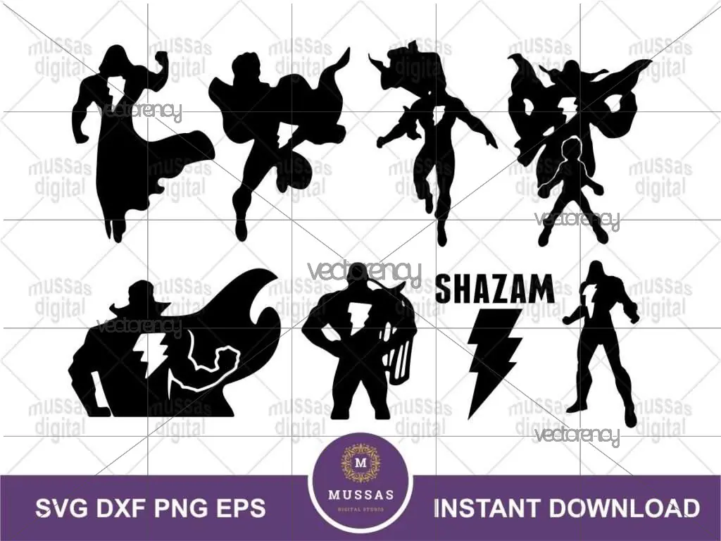 Shazam Vector SVG DC Heroes DXF