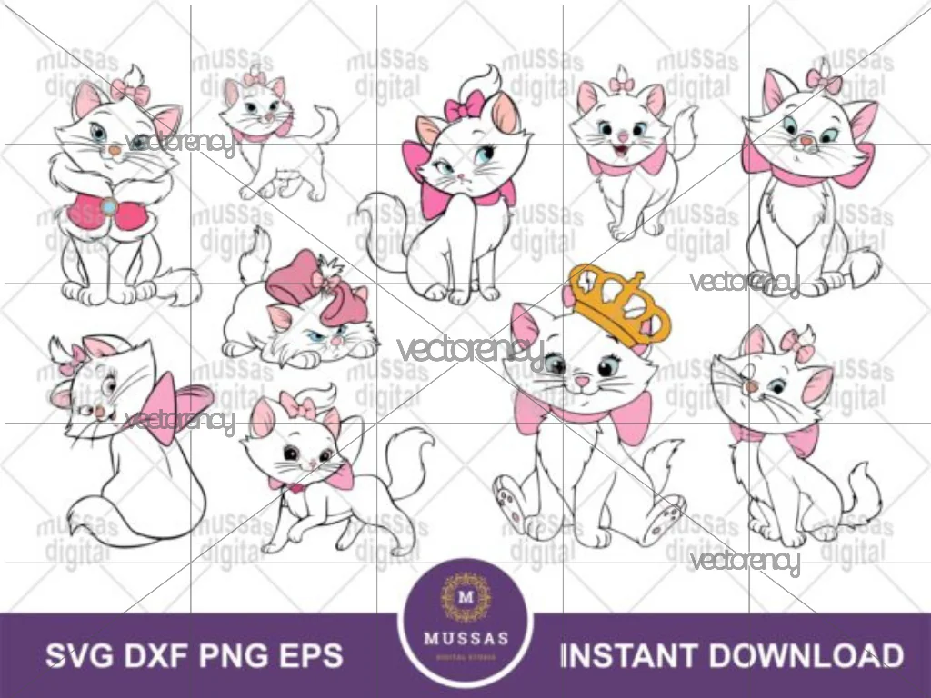 Marie The White Kitten SVG Bundle