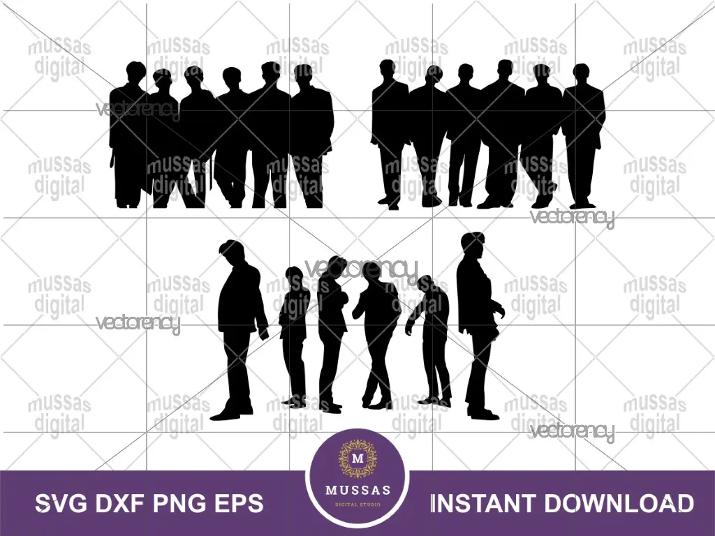 Kpop Monsta X Silhouette Clipart, Vector, Boy Band SVG