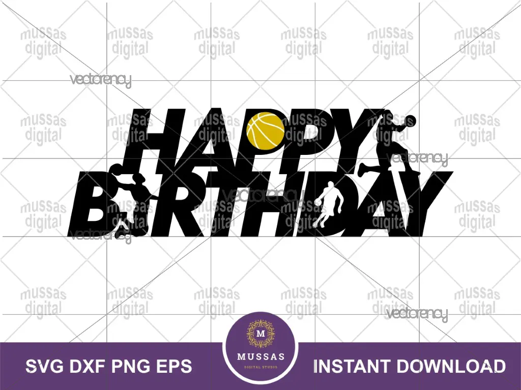 Basketball Birthday Cake Topper SVG PNG