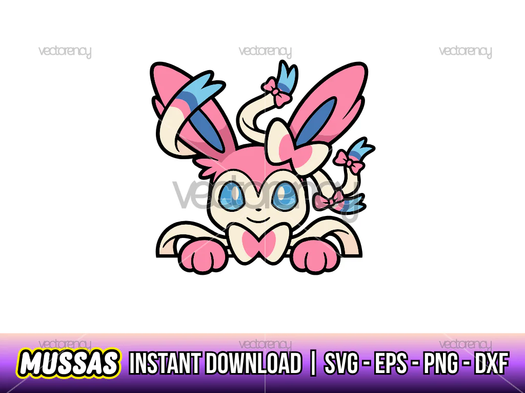 Sylveon Cute Pokemon Vector SVG PNG EPS DXF