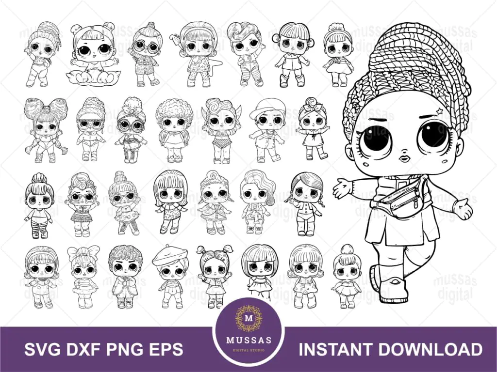 LOL Doll SVG Bundle Doll Outline Clipart Vector Image