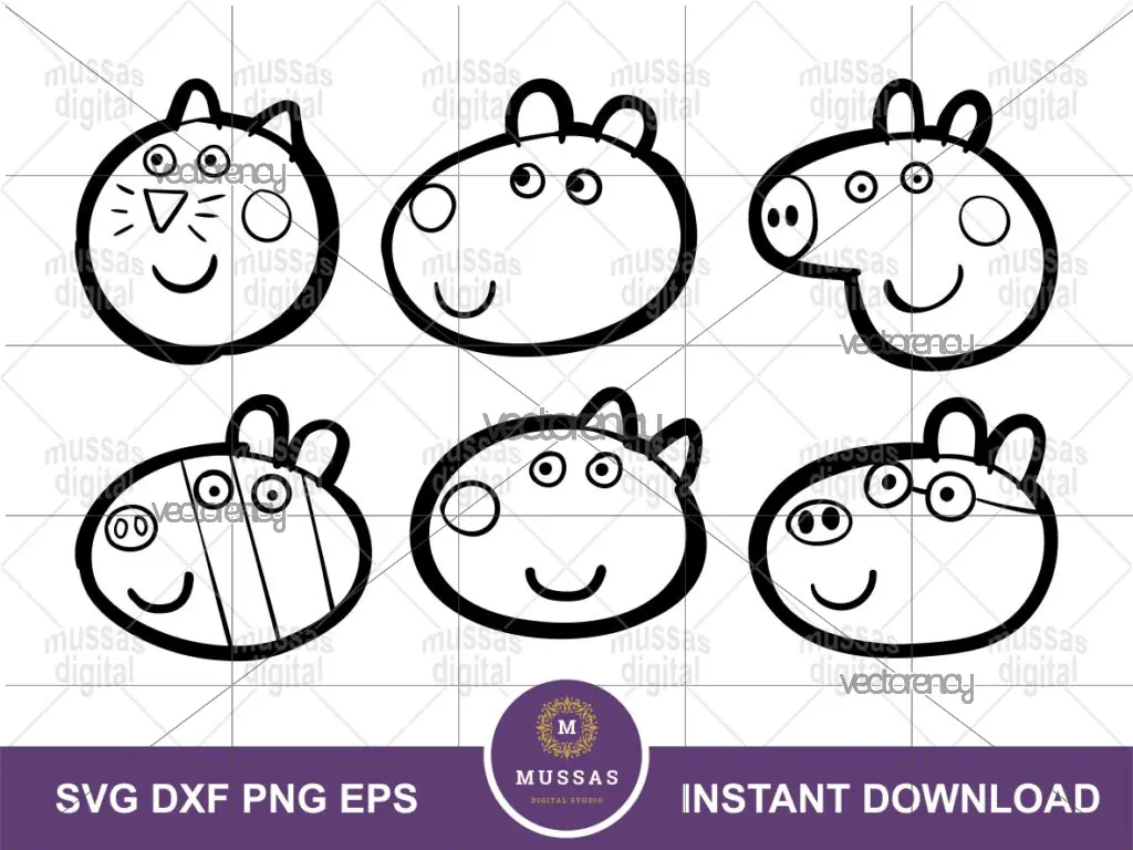 Peppa Face and Her Many Friends SVG