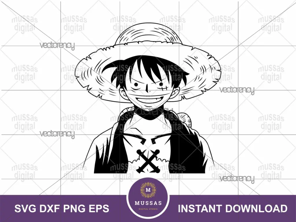 Monkey D Luffy One Piece Cut Files SVG EPS PNG Vector