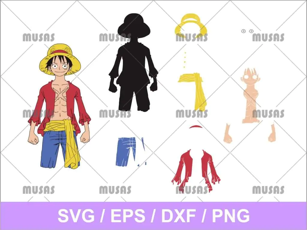 Monkey D Luffy One Piece SVG Easy Layered