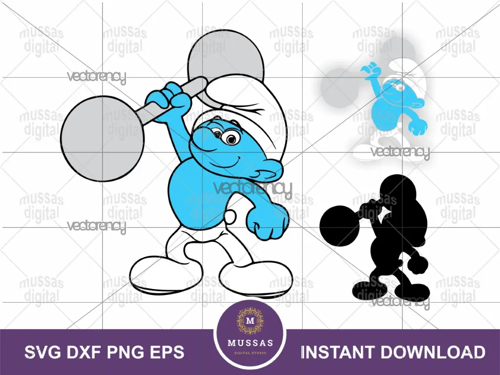 Hefty Smurf SVG Layered