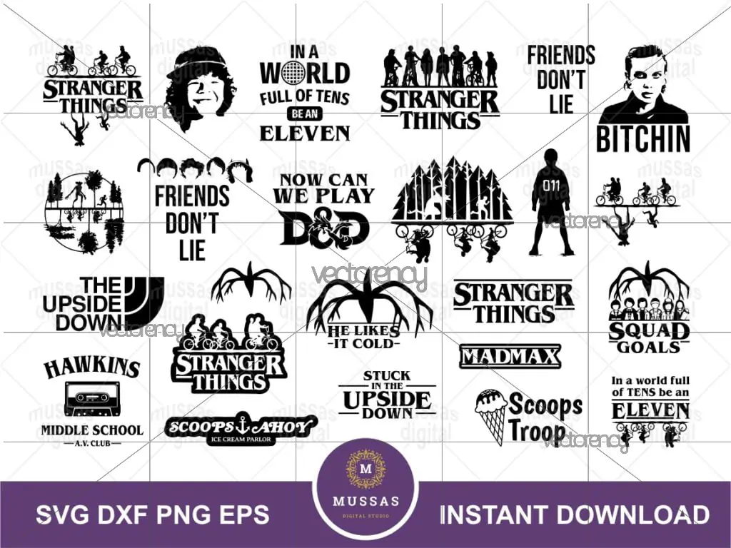 Best Bundle Stranger Things SVG Cut File PNG EPS DXF