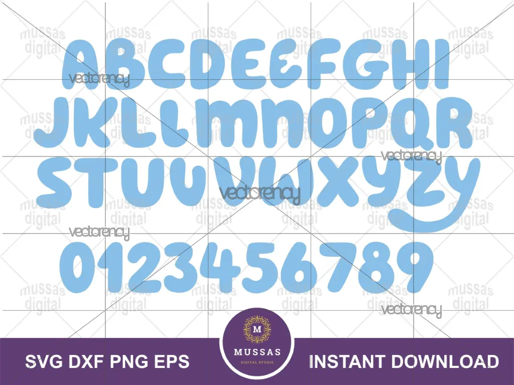 Bluey Font SVG, Alphabets, Bluey Clipart