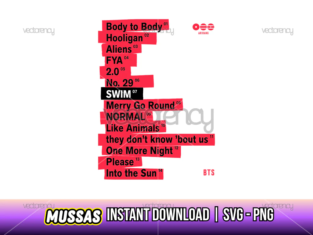 BTS Arirang Tracklist PNG Vector