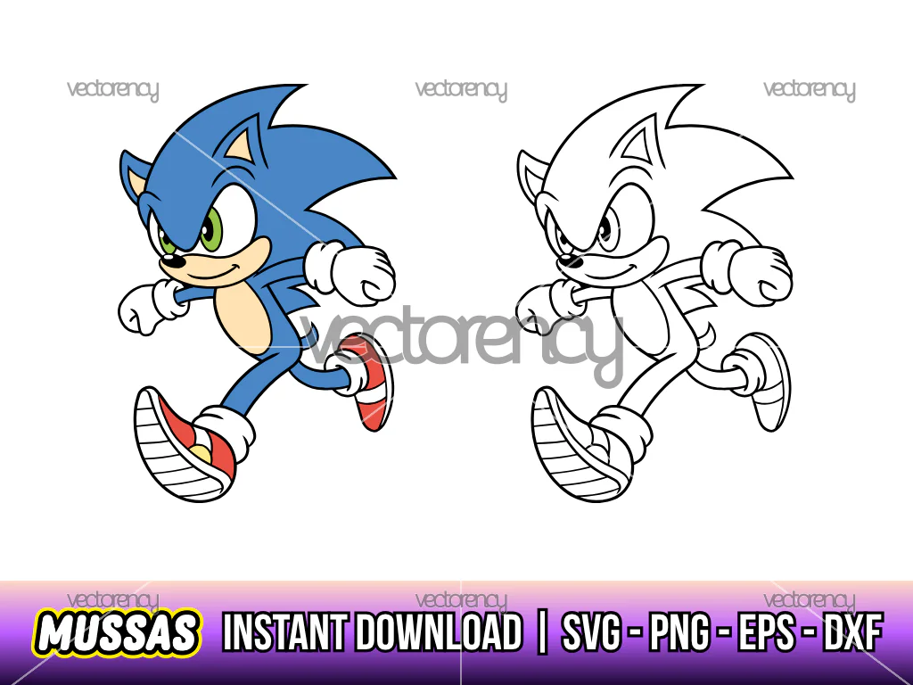 Sonic SVG Cricut Outline PNG