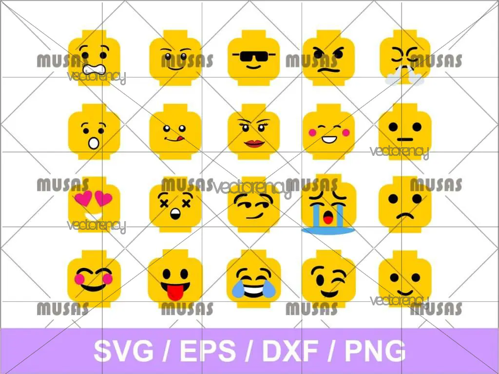 Lego Head Emoji SVG Bundle