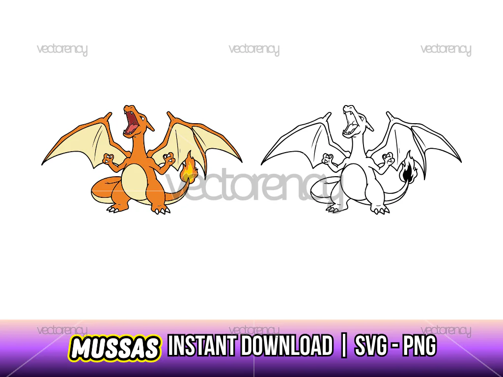 Charizard Pokemon PNG Clipart Image Vector SVG Outline
