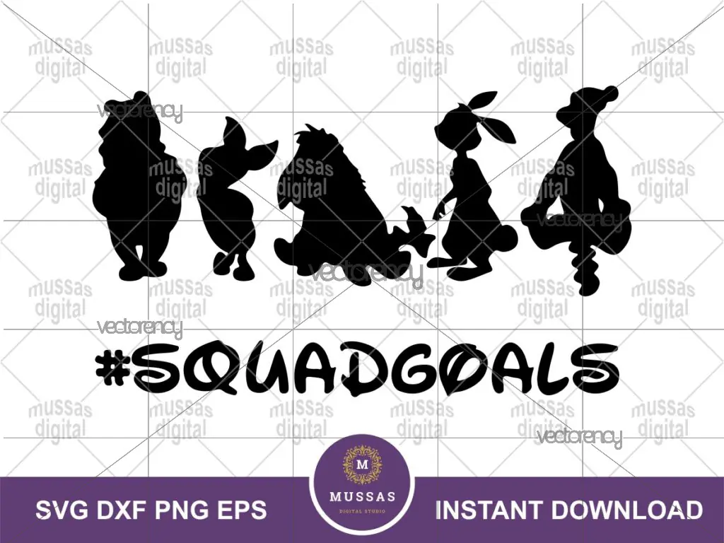 Winnie The Pooh SquadGoals SVG Cut File