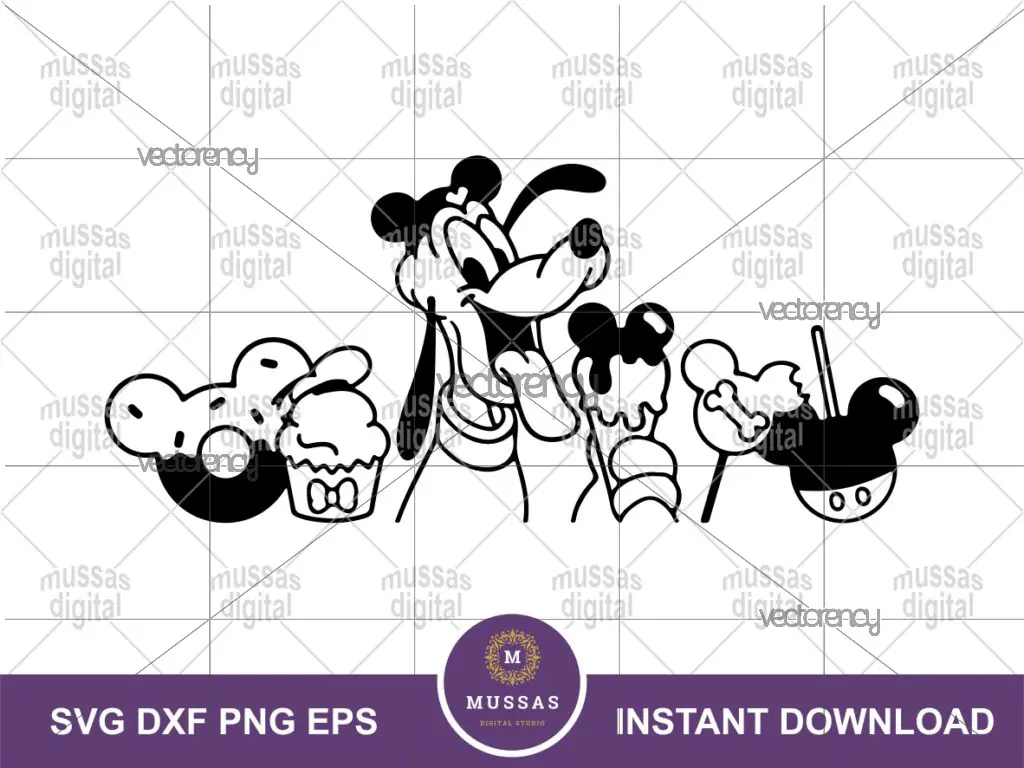 Pluto SVG Disneyland Snacks Outline Silhouette