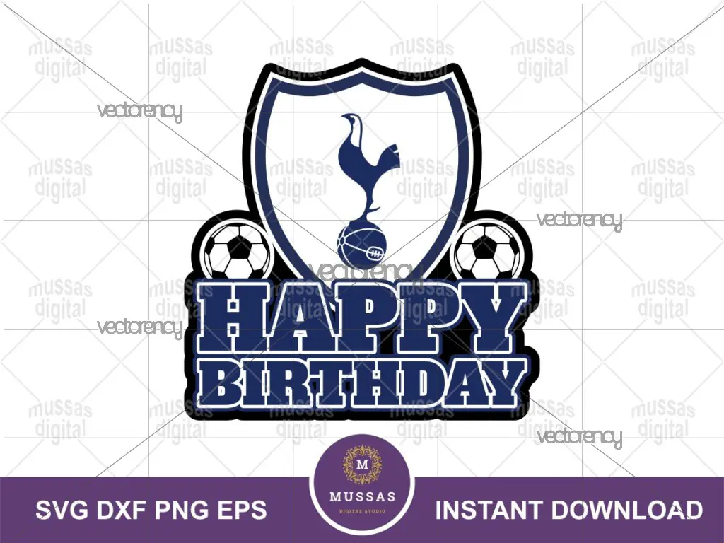 Tottenham Hotspur Birthday Cake Topper Design Download, PNG Printable, Vector