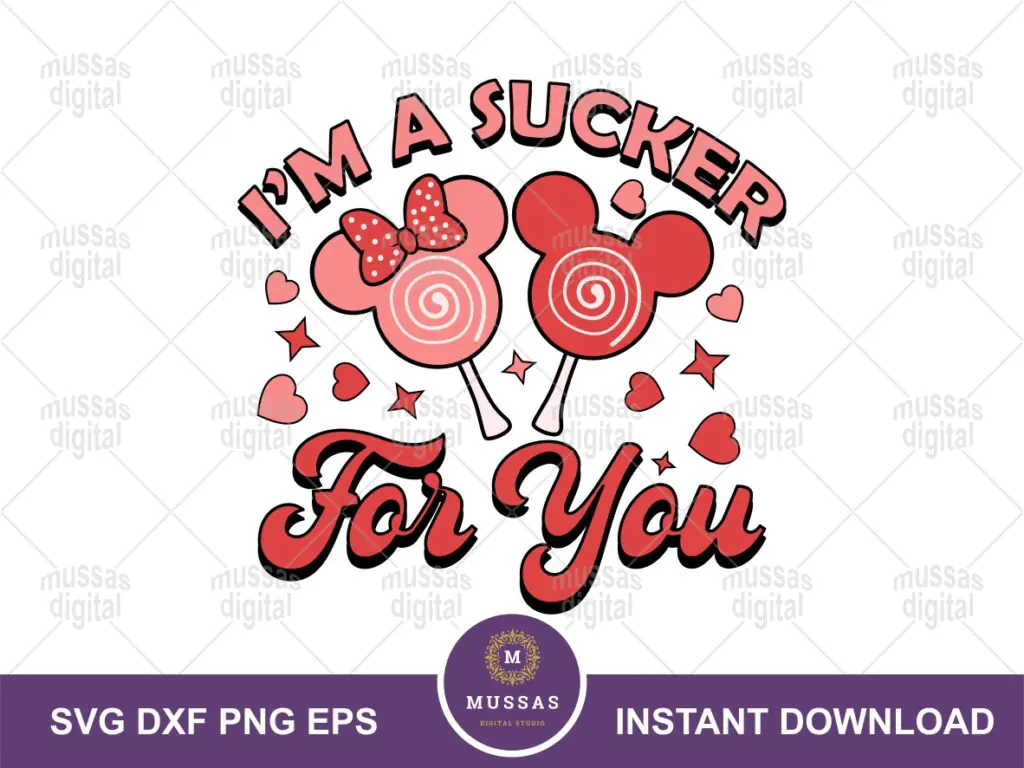 I’m A Sucker For You SVG Mouse Candy Heart Funny Valentine’s Day