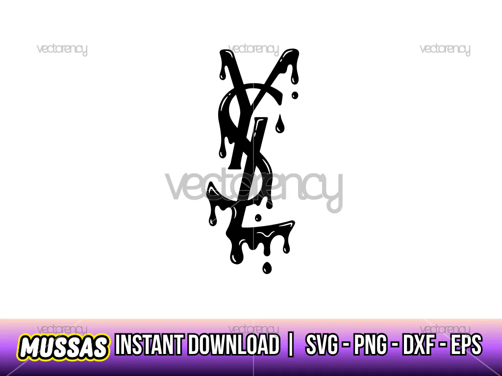 YSL Yves Saint Laurent Logo Drip SVG Cut File