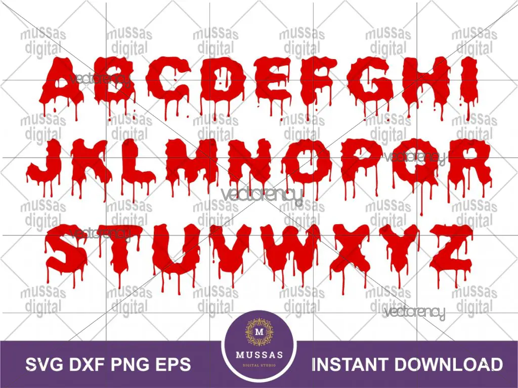 Font Alphabets Drips Bloody SVG