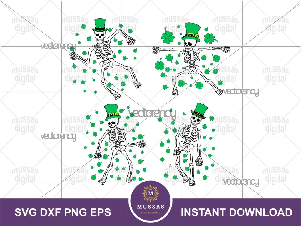 Dancing Skeleton St Patrick’s PNG EPS SVG