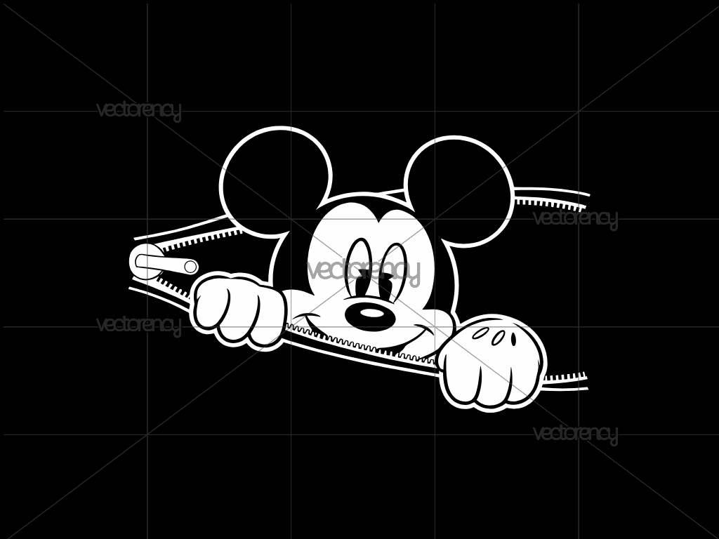 Mickey Mouse Peeking from Zipper SVG