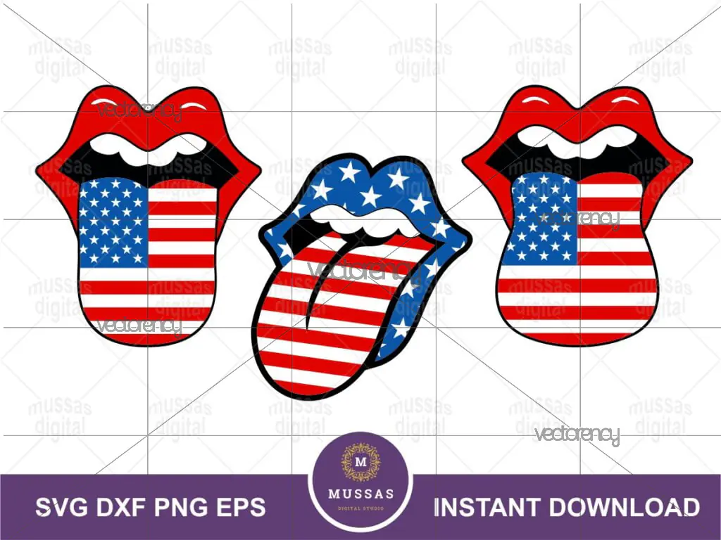 Rolling Stones Lips America SVG for 4th Of July