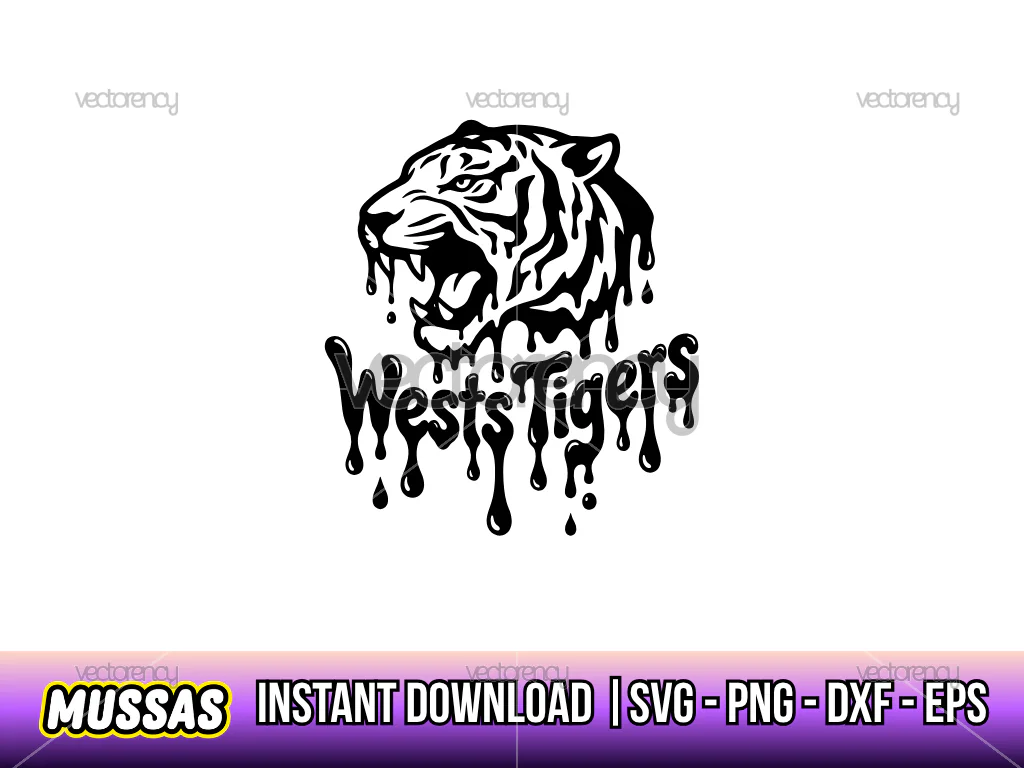 Wests Tigers NRL Logo SVG Vector PNG Drip Fan Art