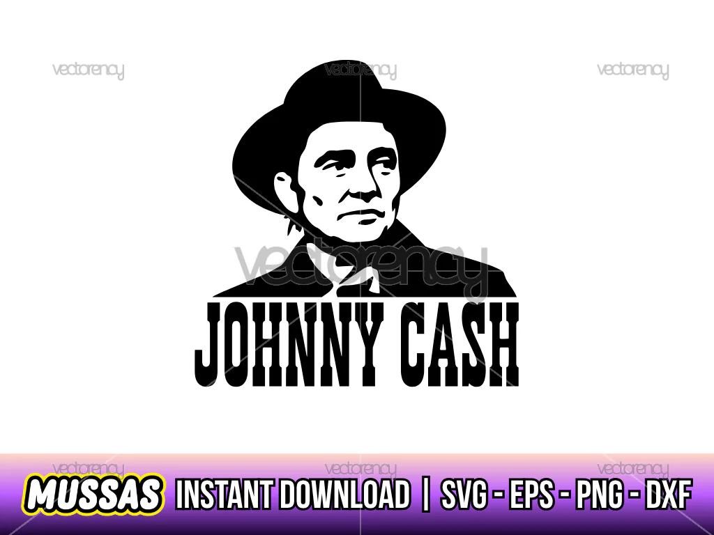 Johnny Cash SVG File Vector HD