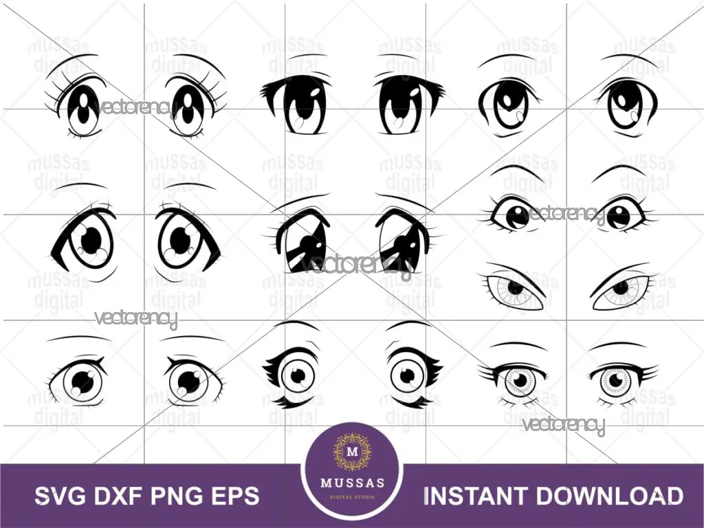 Pretty Anime Eye Girl SVG Cricut Anime Eye Vector Clipart