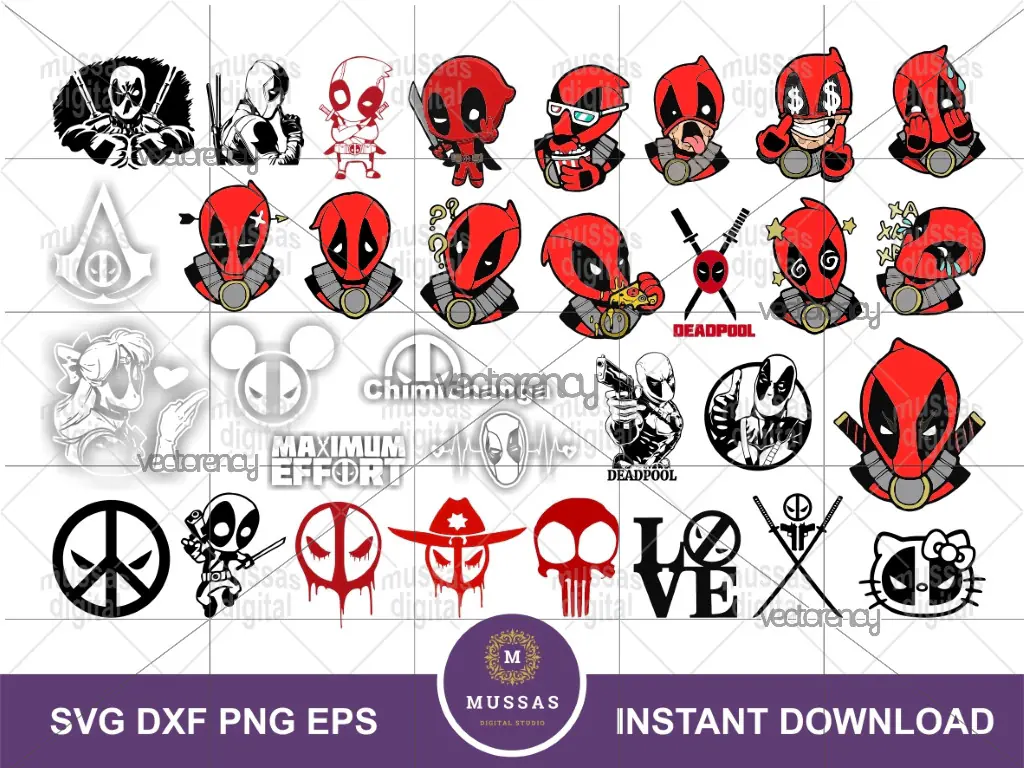 Deadpool SVG Cut Files, PNG, Bundle