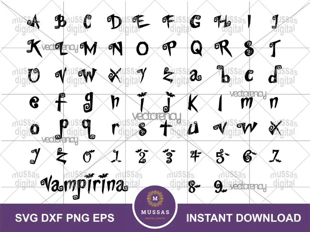 Vampirina Font SVG Alphabet Vampire Clipart