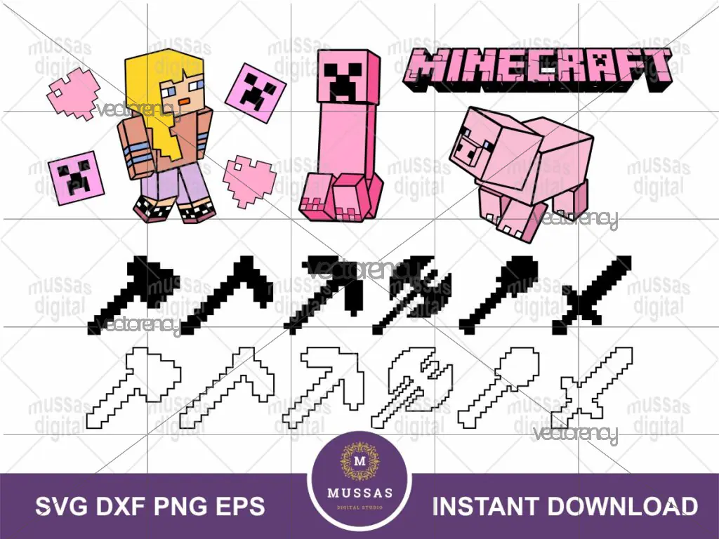 Minecraft Girl Bundle SVG PNG