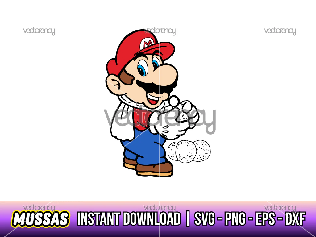 Super Snowball Christmas Mario Vector PNG SVG DXF