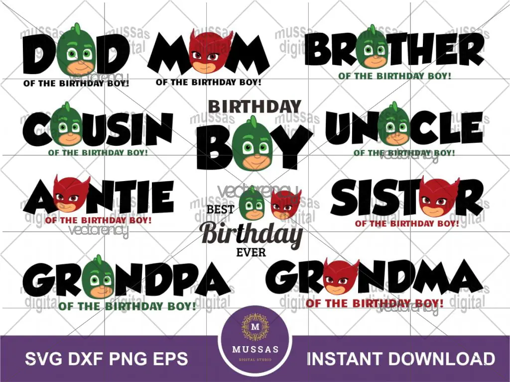 PJ Mask Birthday Bundle SVG