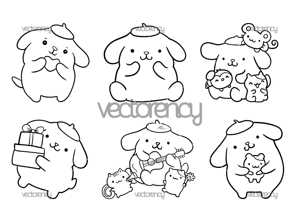 6 Pompompurin SVG, Outline, PNG HD and Vector File