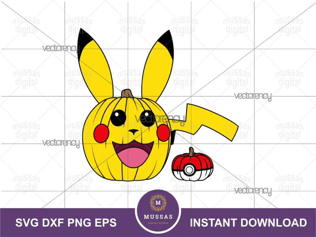 Pikachu Pumpkin Vector Layered Pokémon SVG