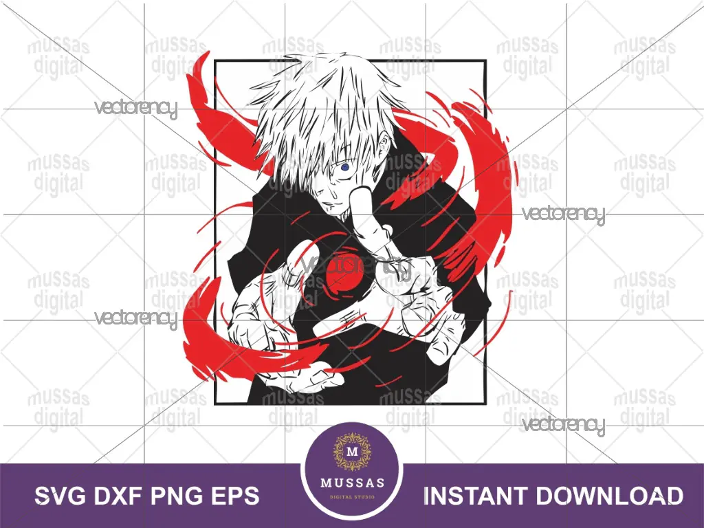 Anime Jujutsu Kaisen Gojo Satoru SVG, PNG, EPS, DXF design files for Cricut and Silhouette Machines