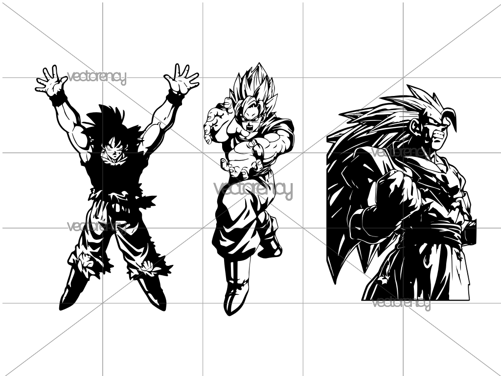 Awesome 3 Goku SVG, Dragon Ball Z Super Saiyan