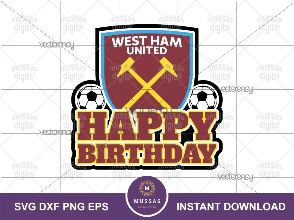 West Ham Birthday Cake Topper Download, Printable, PNG, EPS Vector