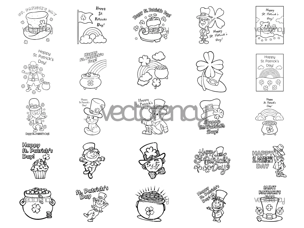 St Patricks Day SVG Outline Clipart Element Vector PNG