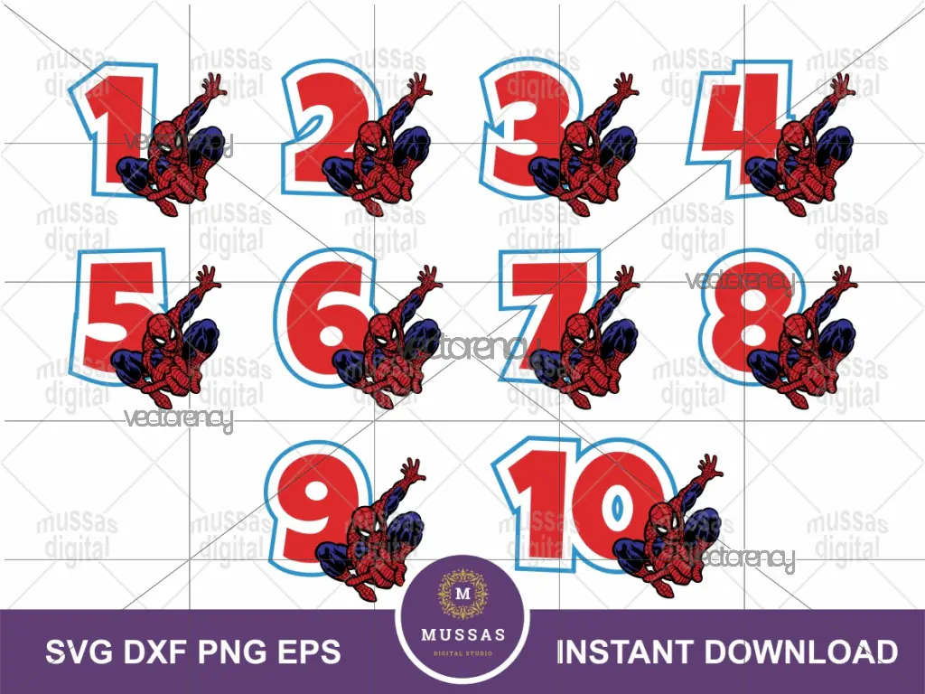 Spiderman Number Cake Topper PNG