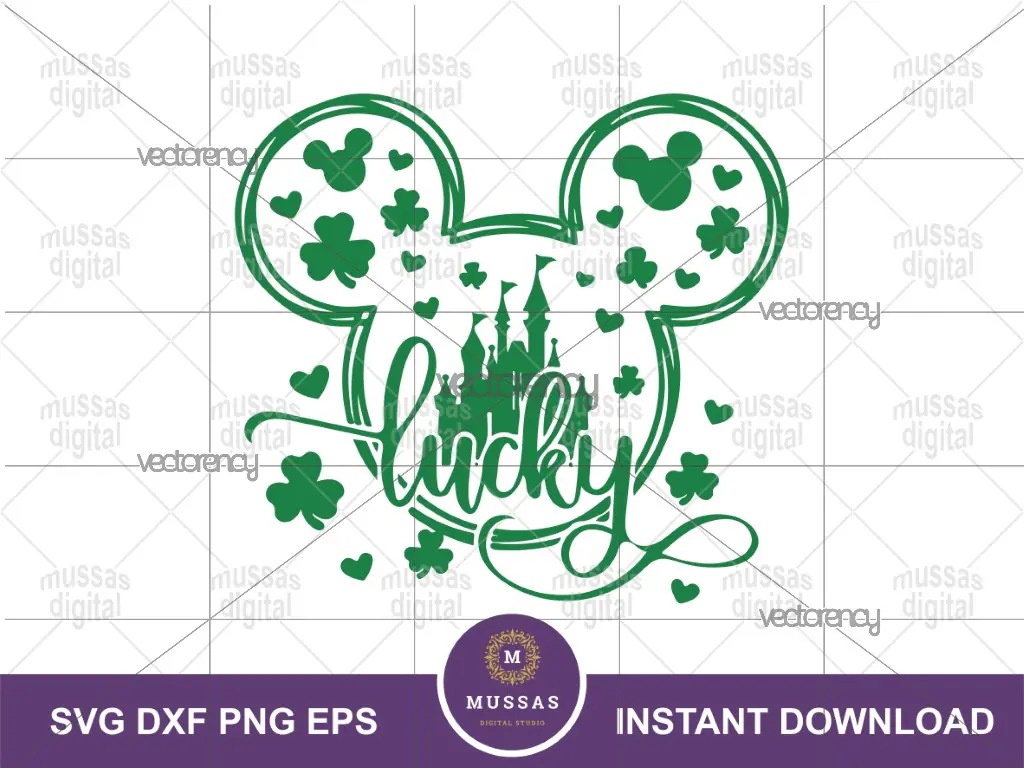 Lucky SVG St Patricks Day Mickey Mouse Ears PNG DTF