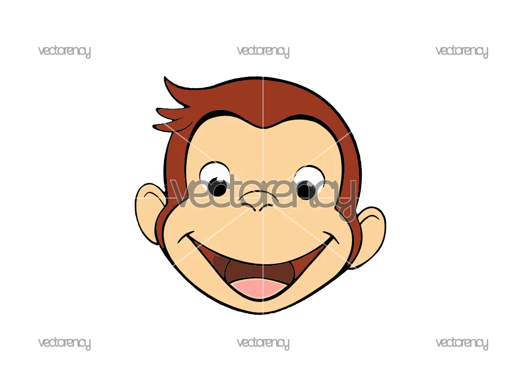 Curious George Monkey Head Face SVG Vector