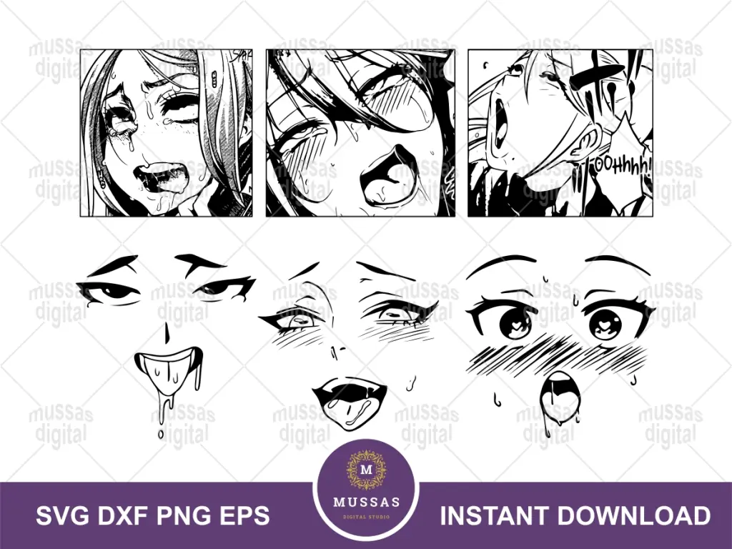 Ahegao Anime Drawing SVG PNG EPS