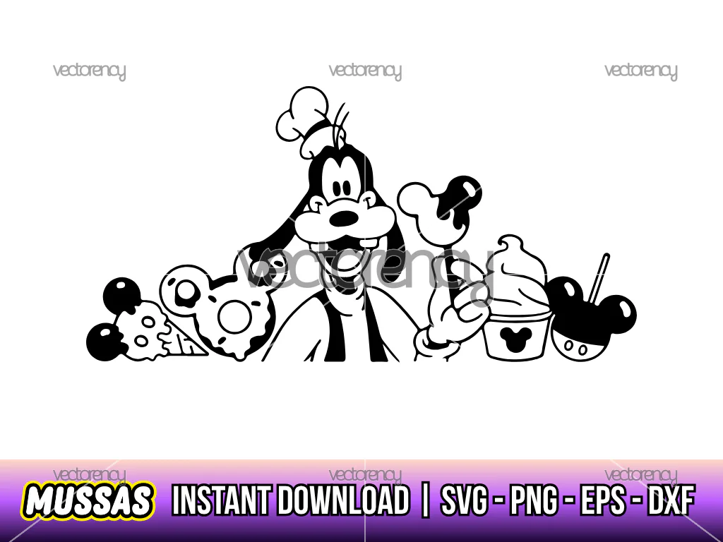 Goofy SVG Disneyland Snacks Outline Silhouette PNG EPS DXF